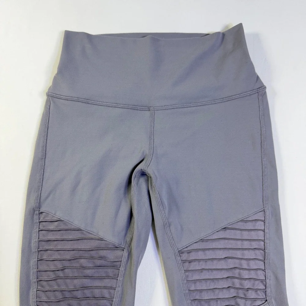 Alo Yoga High-Waist Moto Leggings Anthracite‎ Gray Small Mesh Mixed Media W5494R
